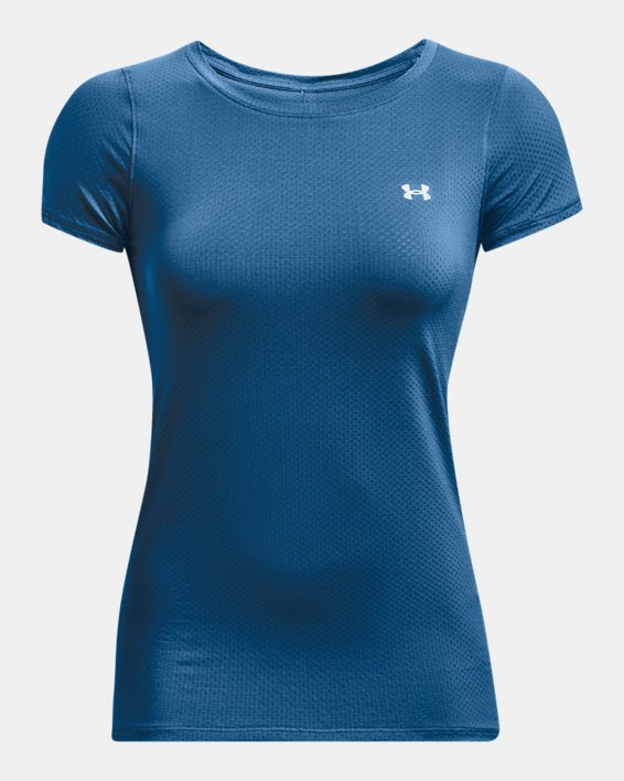 Women's HeatGear® Armour Short Sleeve, Blue, pdpMainDesktop image number 4